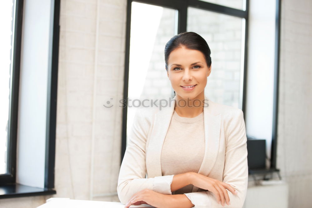 Similar – Image, Stock Photo Woman on escalator