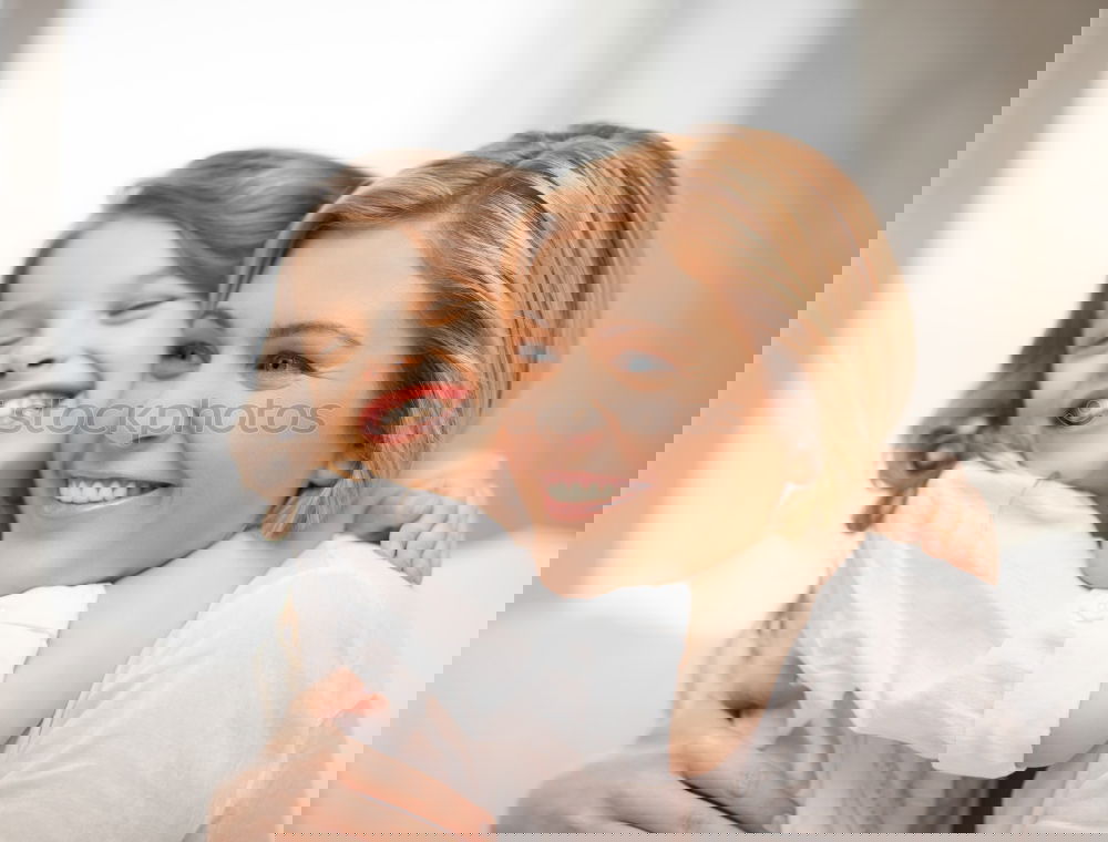 Similar – Image, Stock Photo Woman and her cute little daughter are hugging