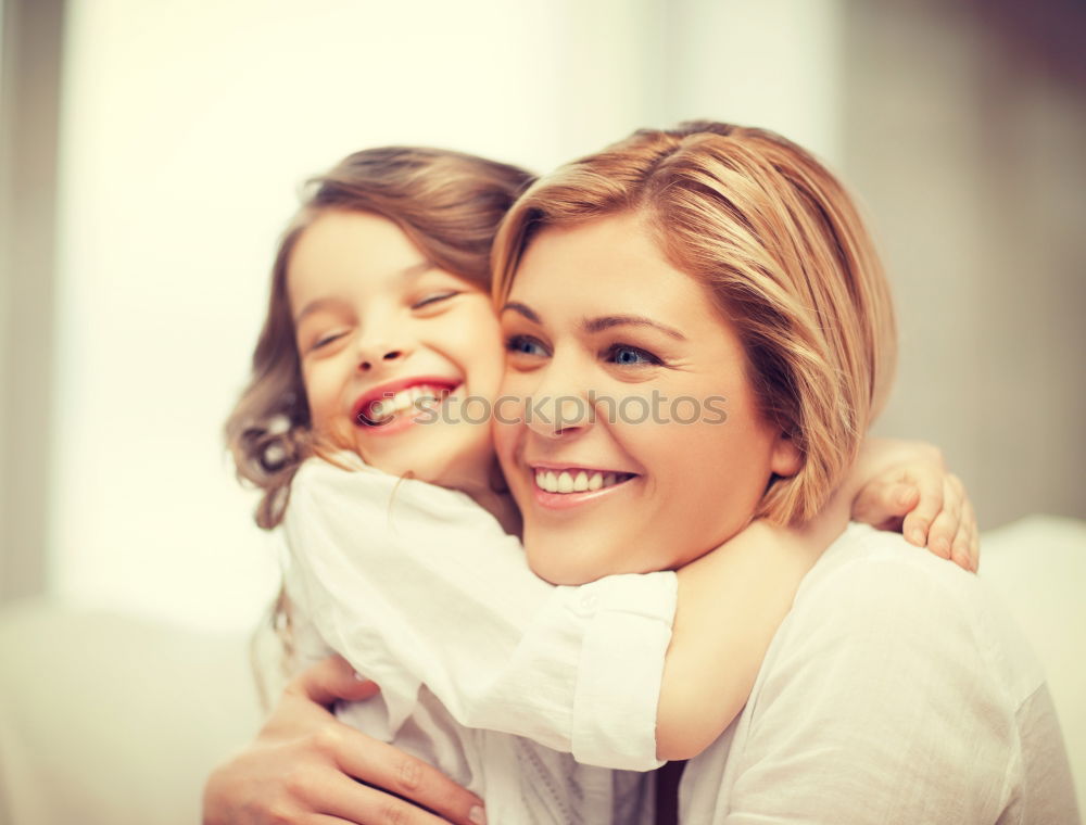 Similar – Image, Stock Photo A mother hugs her young son on the way to school, and a mother and boy say goodbye before school. Concept of education and training, return to school