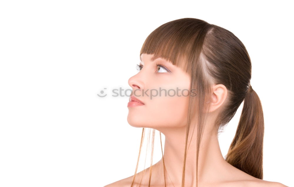 Similar – Image, Stock Photo Portrait of smiling young woman in front of white wall