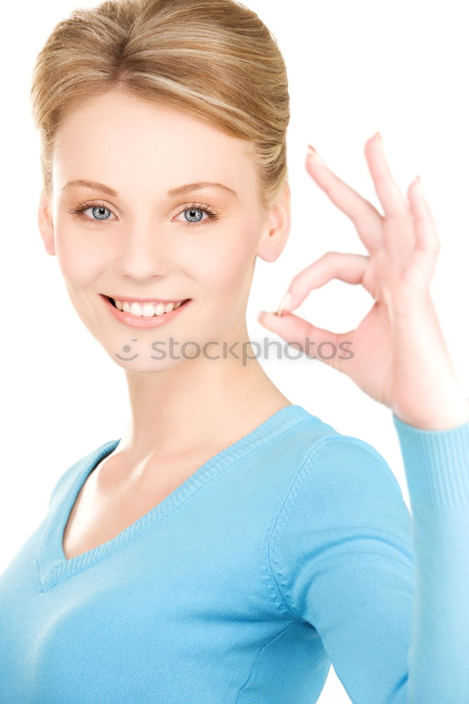 Similar – Young blonde woman showing the peace sign