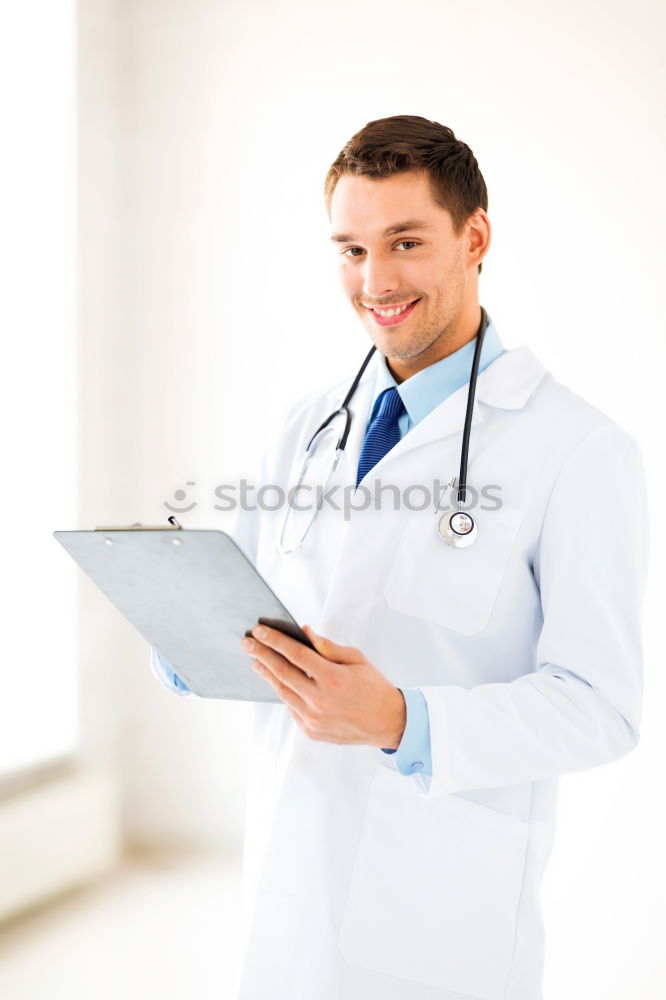 Similar – Image, Stock Photo Beautiful doctor writting on cellphone at hospital