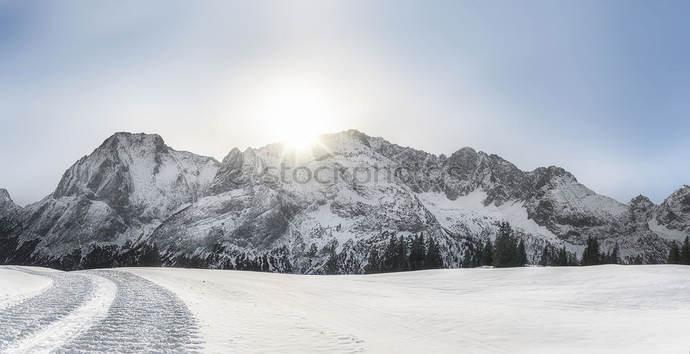 Similar – Image, Stock Photo Snowy mountains and valley