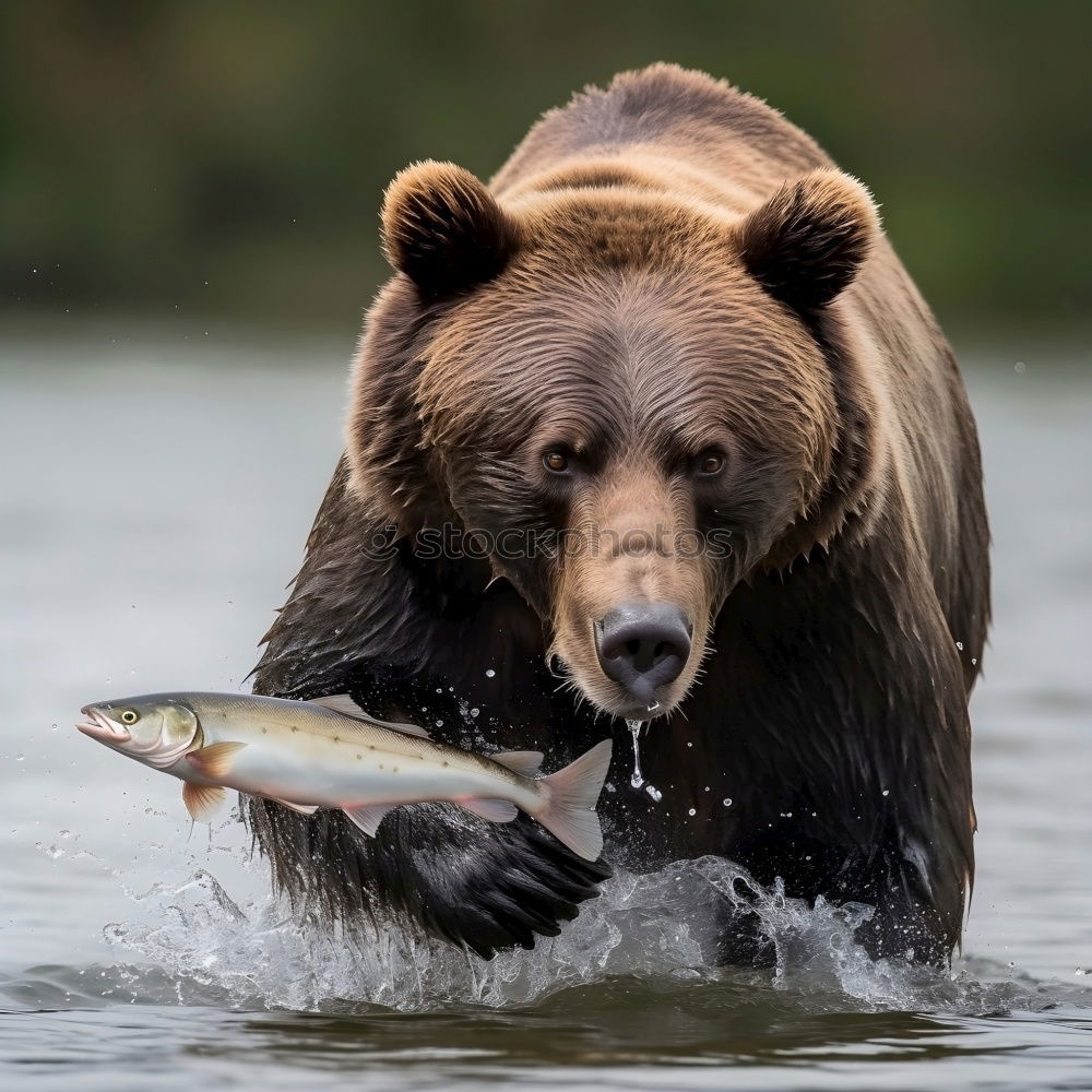 Similar – Brown bear on salmon catch