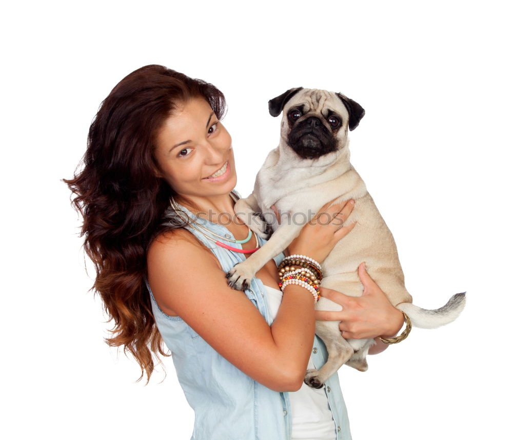 Similar – Image, Stock Photo happy girl with dog Joy