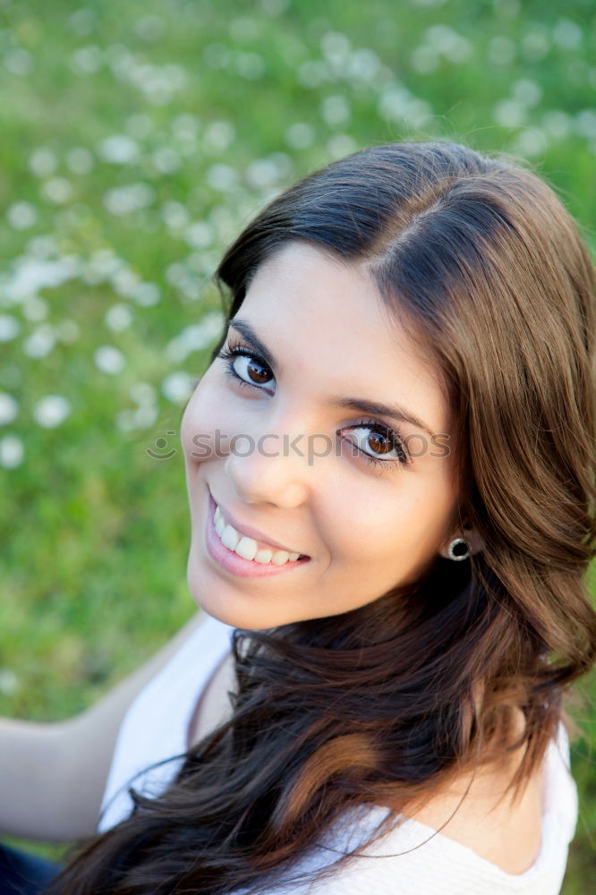 Similar – Image, Stock Photo Beautiful young women in blue dress posing