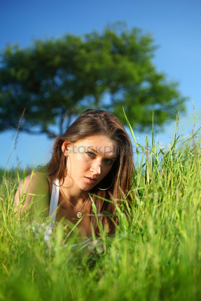 Similar – Image, Stock Photo Girl Sitting in fields with a camera