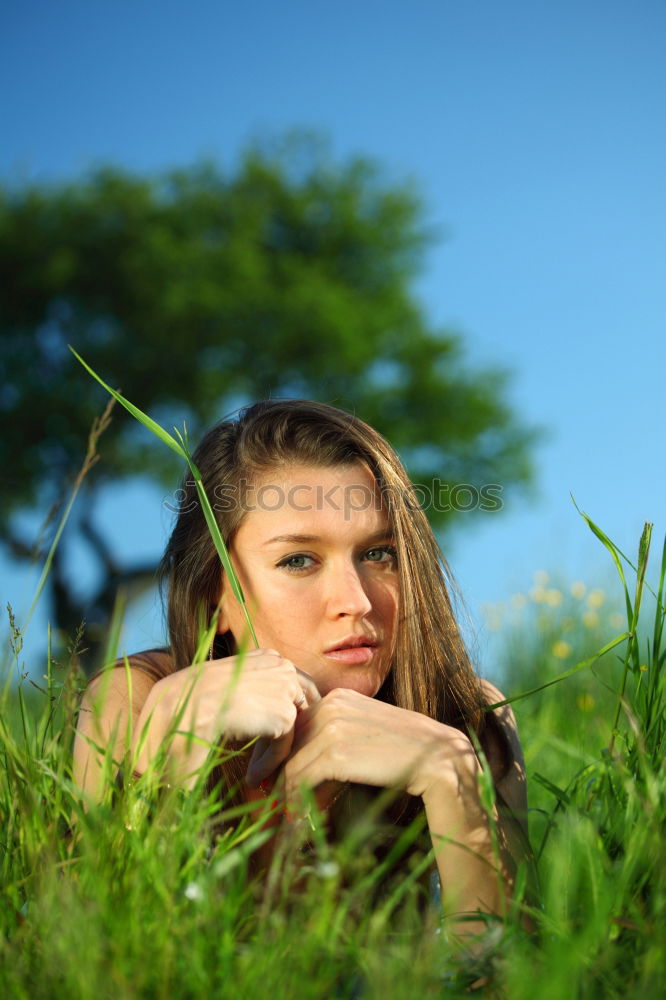 Image, Stock Photo Happy Teenage Girl Using Mobile In Park