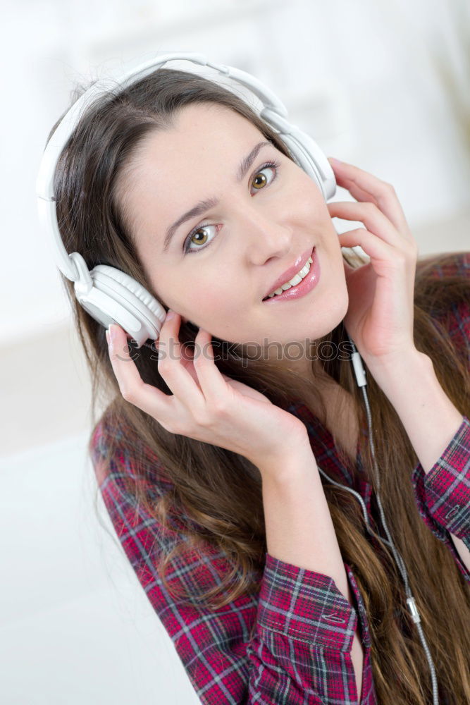Similar – Image, Stock Photo Young blonde girl using a smartphone while sitting