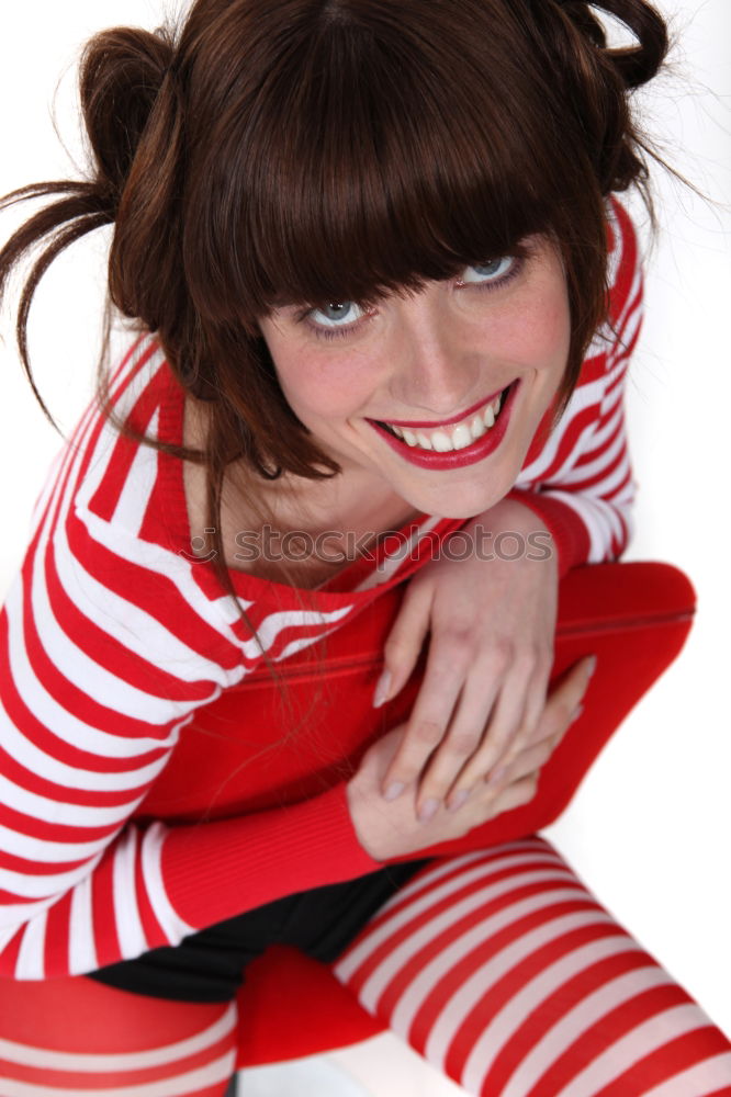 Similar – Image, Stock Photo Young woman against red background