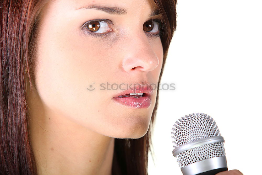 Similar – Image, Stock Photo Close up mouth of a schoolchild screaming into a microphone