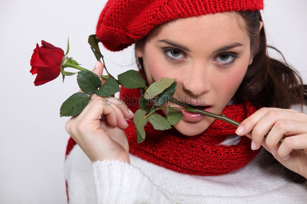 Similar – Young woman holding a little red tree