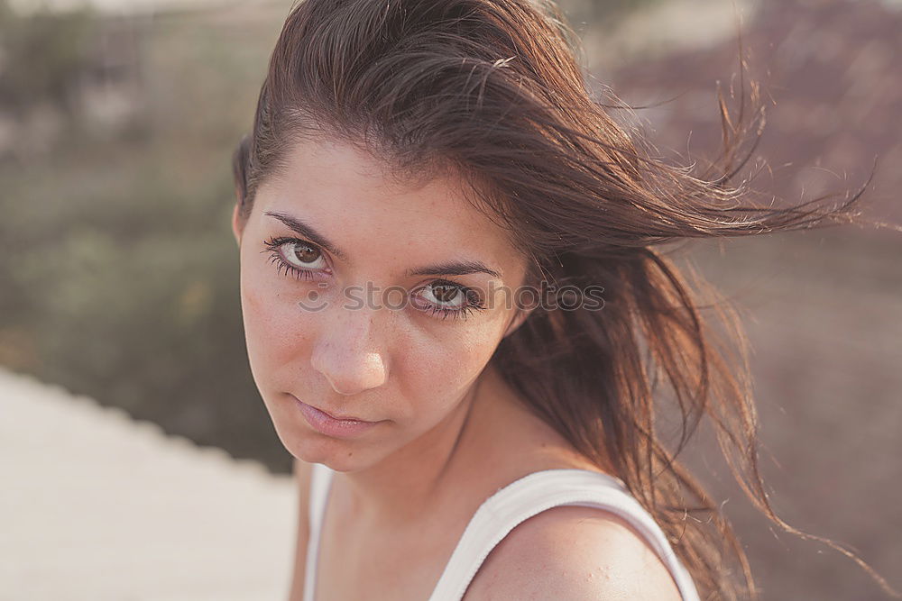 Image, Stock Photo A pretty girl in the countryside