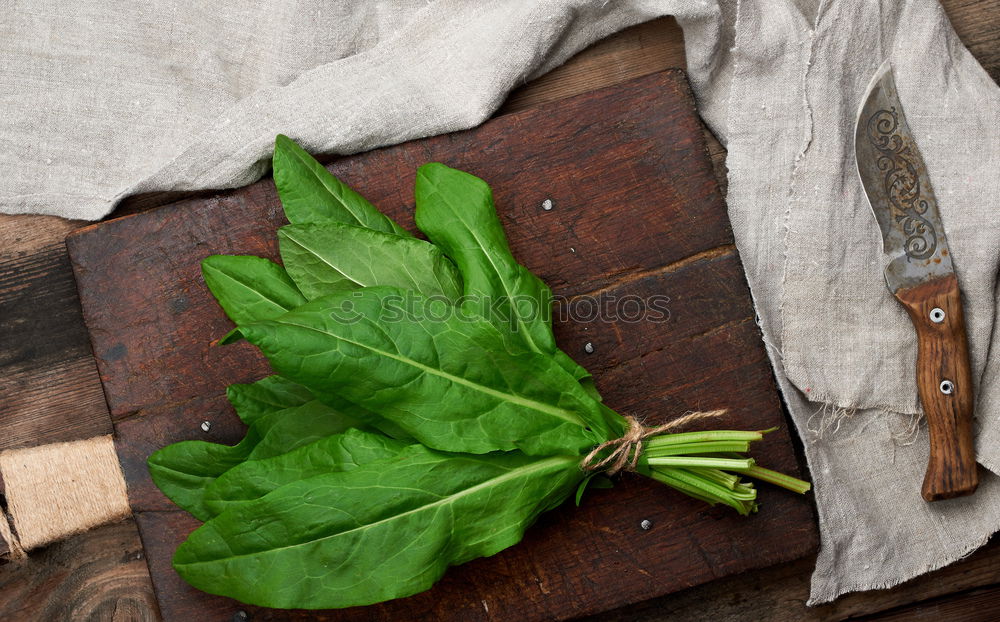 Similar – Image, Stock Photo Fresh spinach leaves and cooking spoons