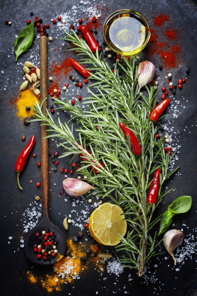 Similar – Image, Stock Photo Potatoes with rosemary, garlic and spices, ingredients