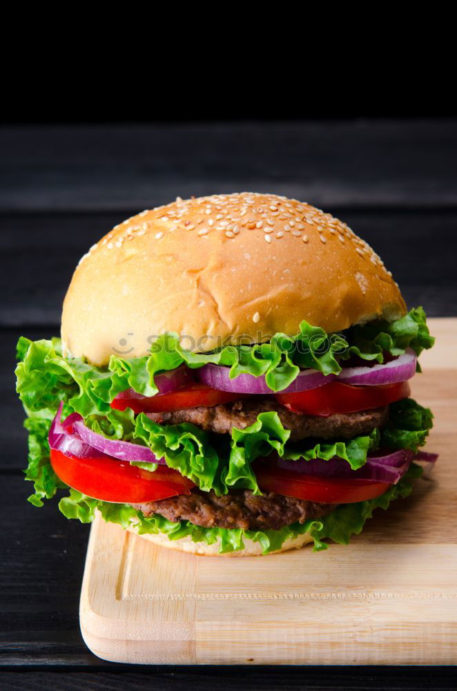 Similar – Image, Stock Photo burger with tomato sugo, rucola, goat cheese