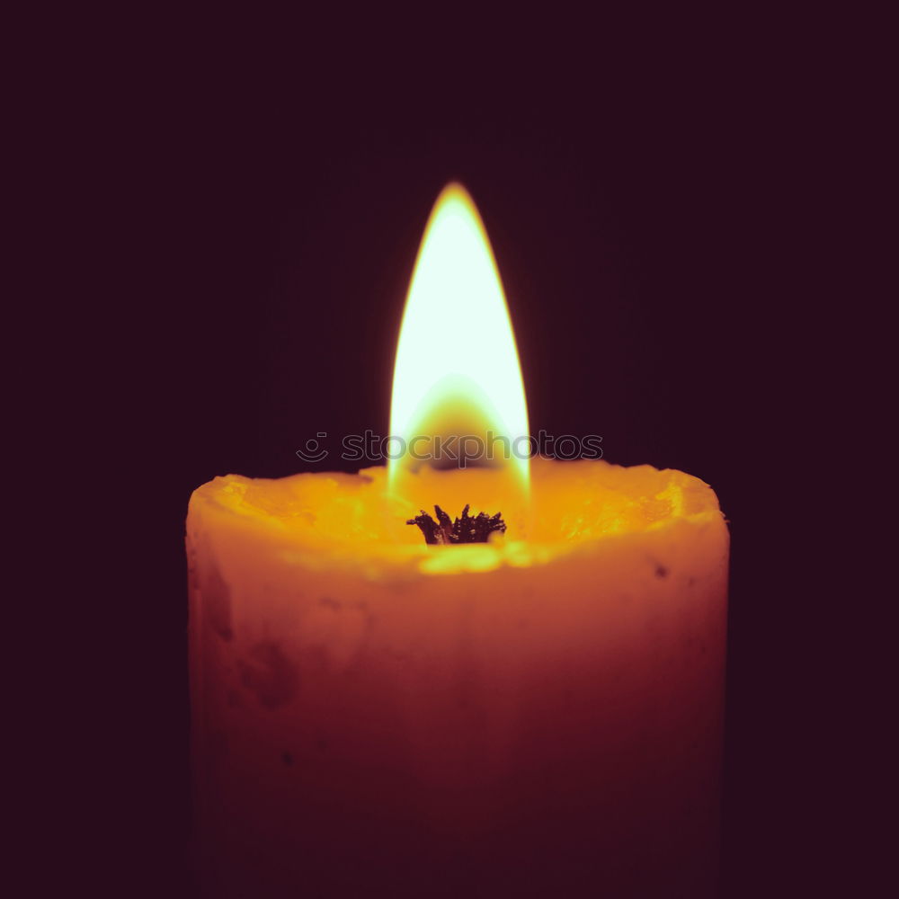 Image, Stock Photo Burning candle on black