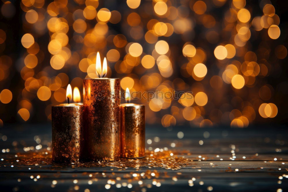 Similar – Advent arrangement with four candles. In the background the blurred lights of the Christmas tree.