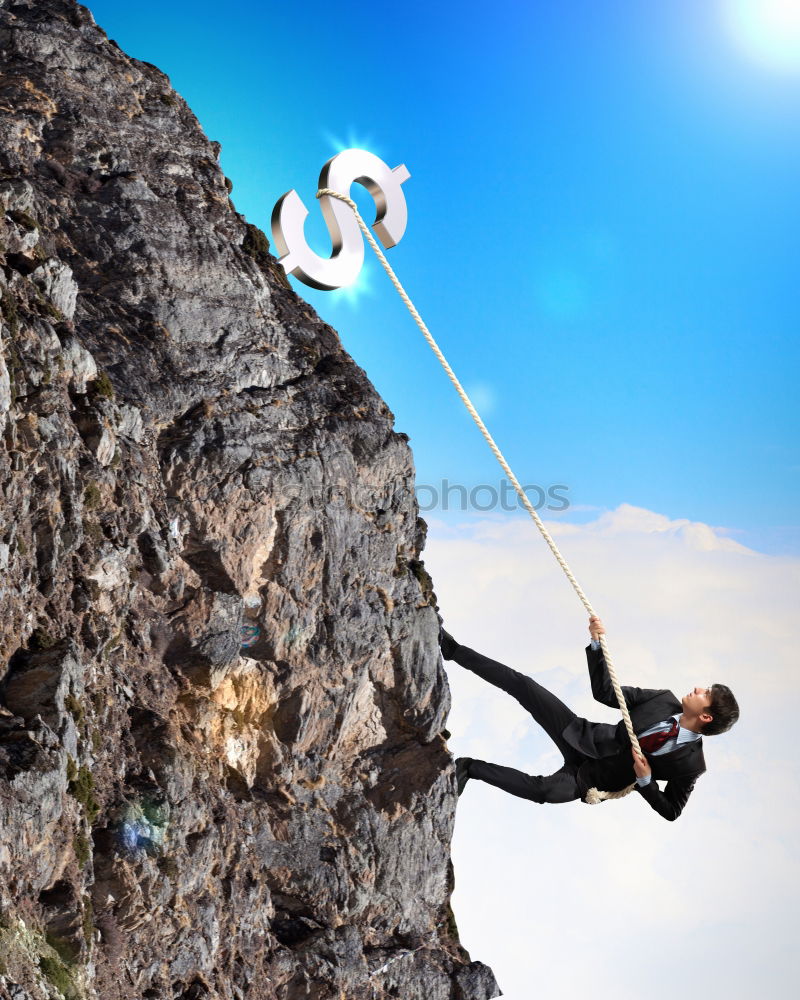 Similar – Image, Stock Photo Climbing team charging for the summit.