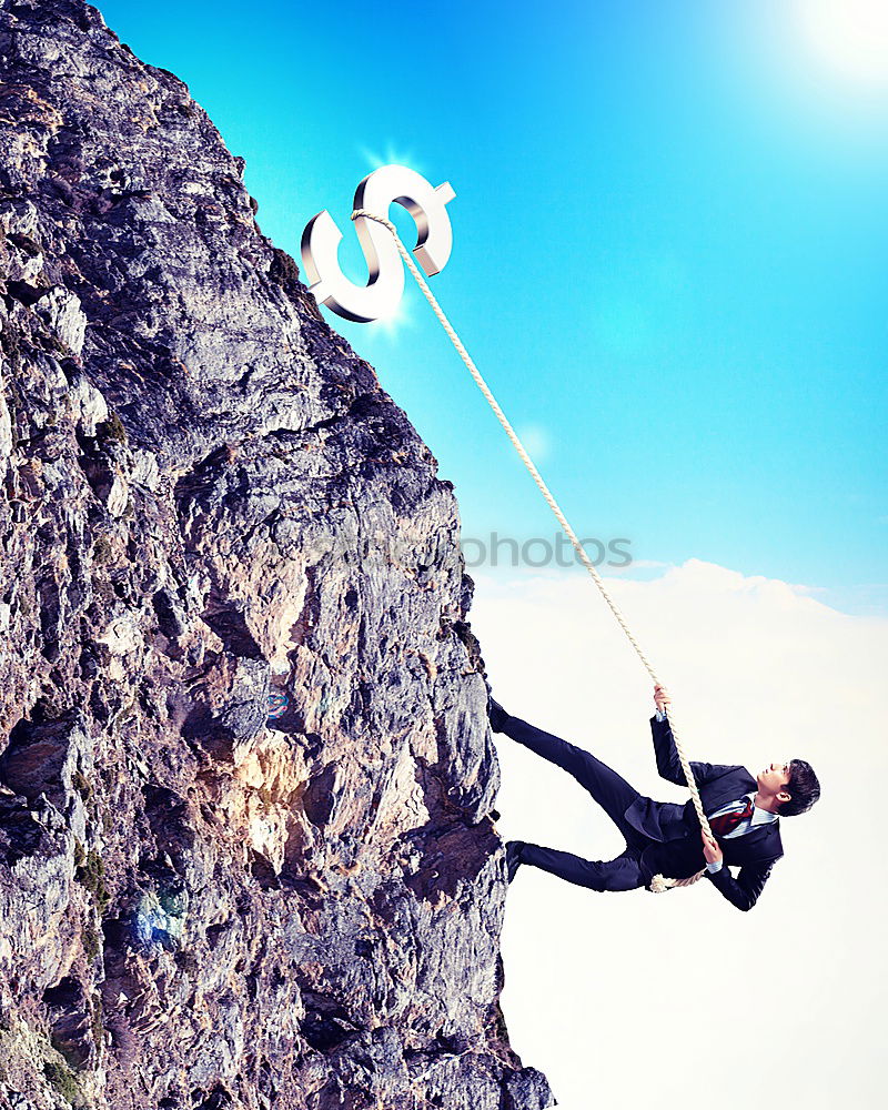 Similar – Image, Stock Photo Climbing team charging for the summit.