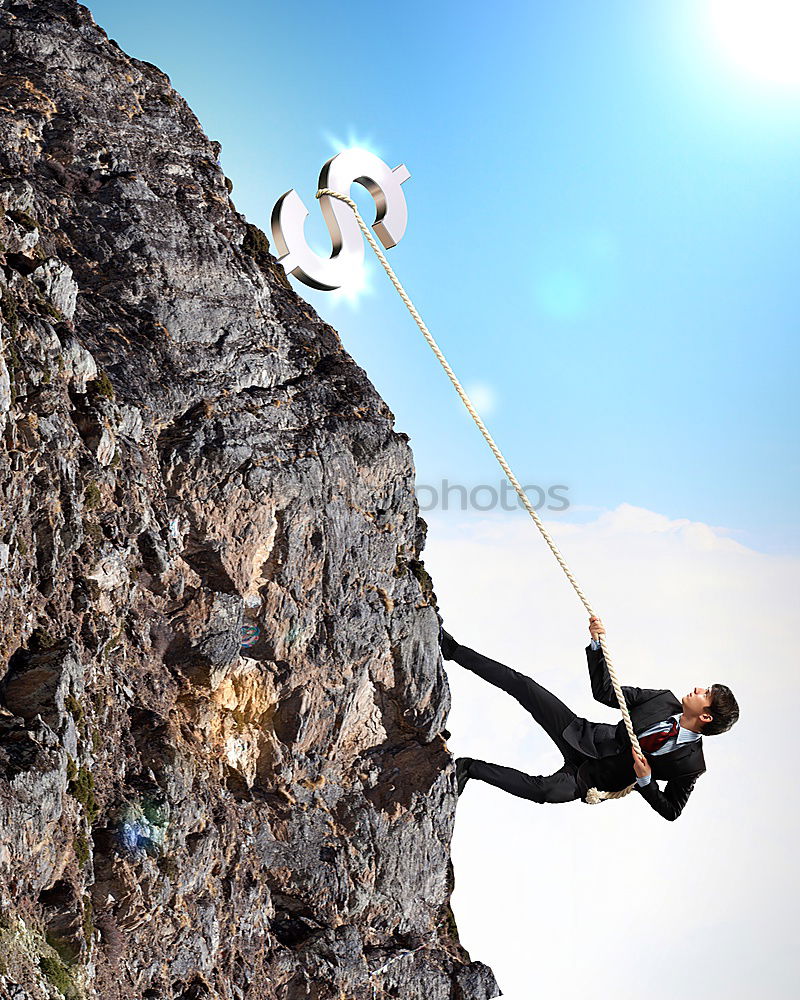 Similar – Image, Stock Photo Climbing team charging for the summit.