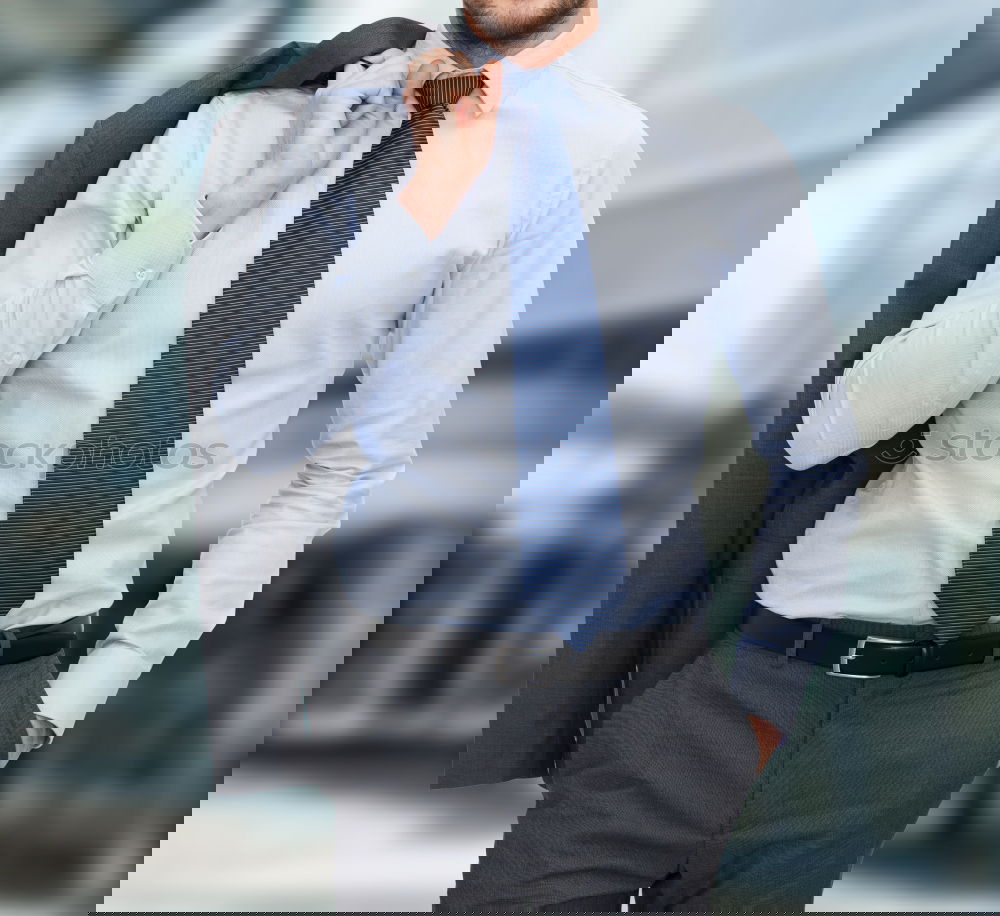 Image, Stock Photo Young business man sitting at the airport waiting for the flight