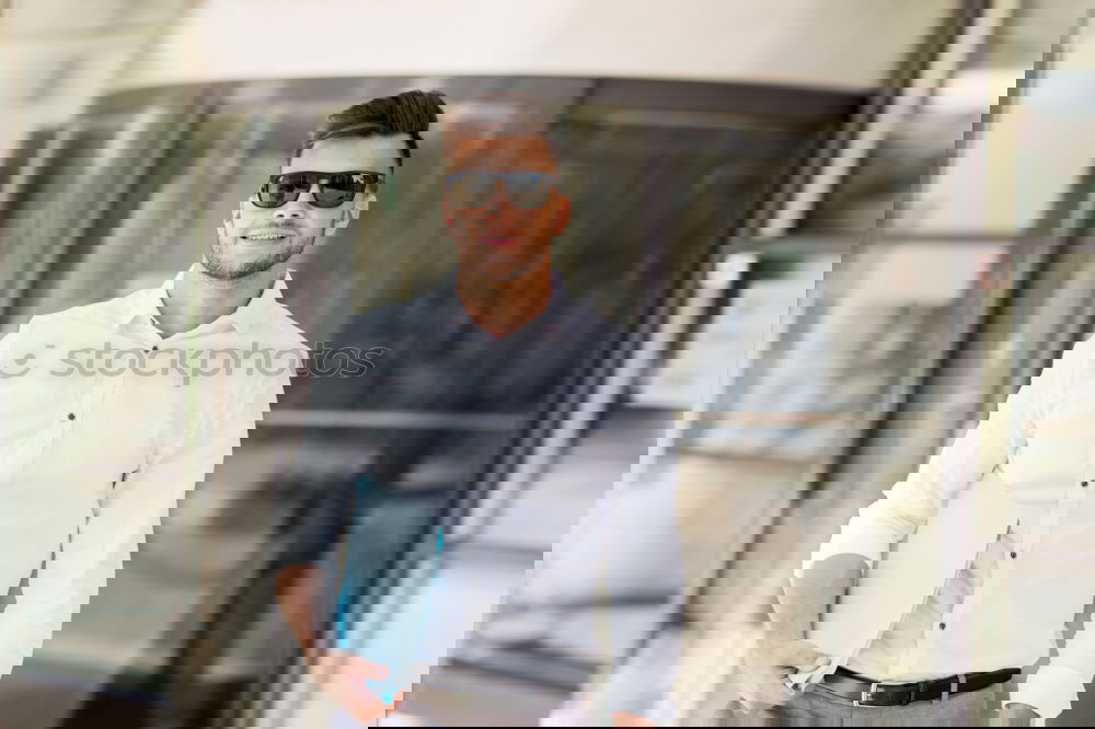 Similar – Image, Stock Photo Young business man sitting at the airport waiting for the flight