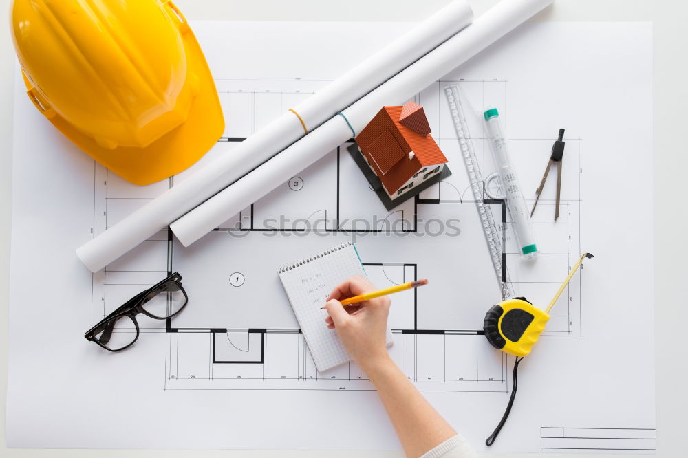 Similar – Image, Stock Photo Architect or planner working on drawings for construction