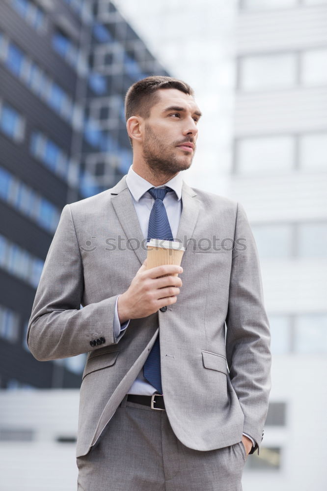 Image, Stock Photo Elegant Young Businessman in the Street Using a Mobile Phone