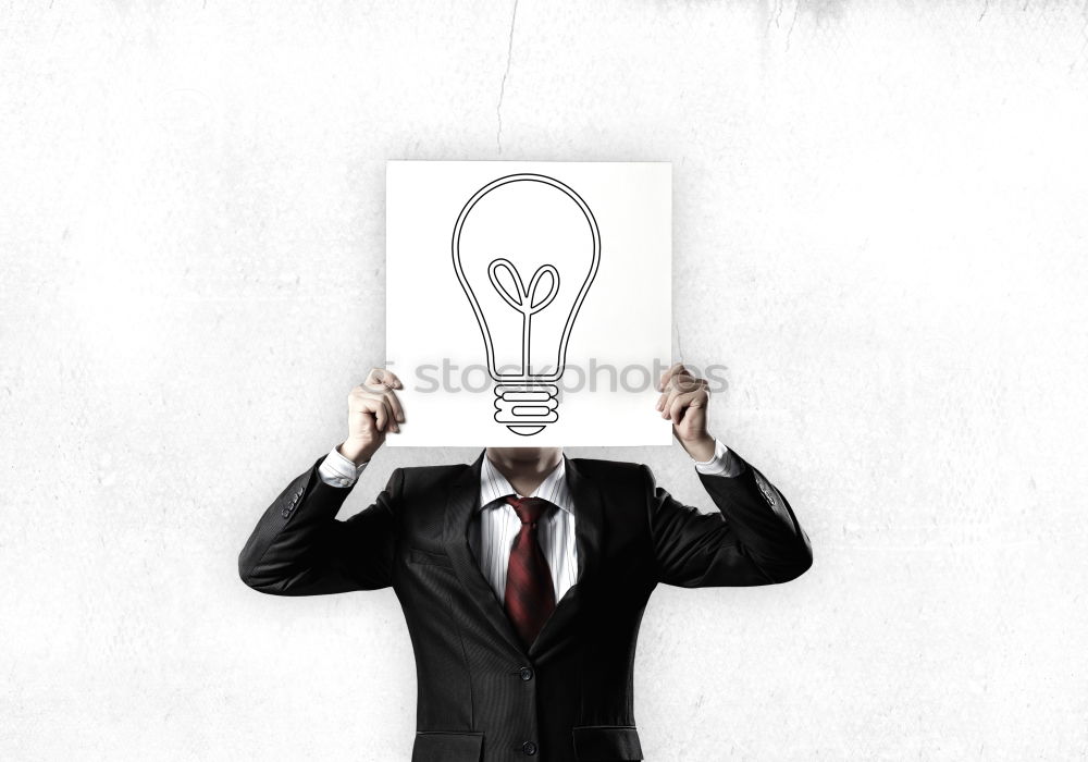 Similar – Illumination head with light bulb made of paper