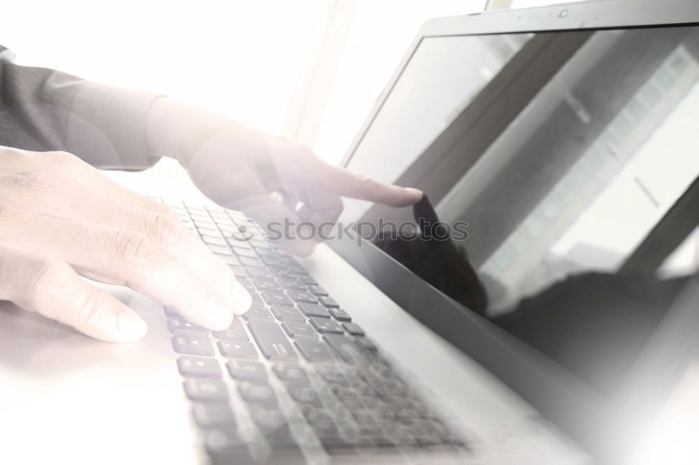 Similar – Image, Stock Photo Good tip. The one-finger search system. Hand typing on the computer keyboard