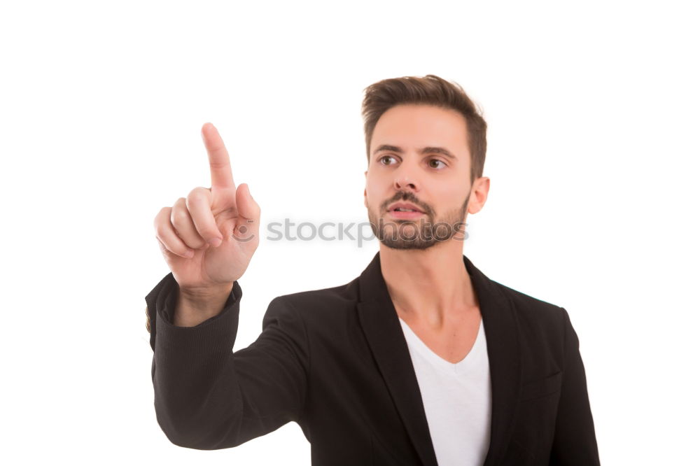 Similar – Image, Stock Photo Funny portrait of a man touching his mustache.