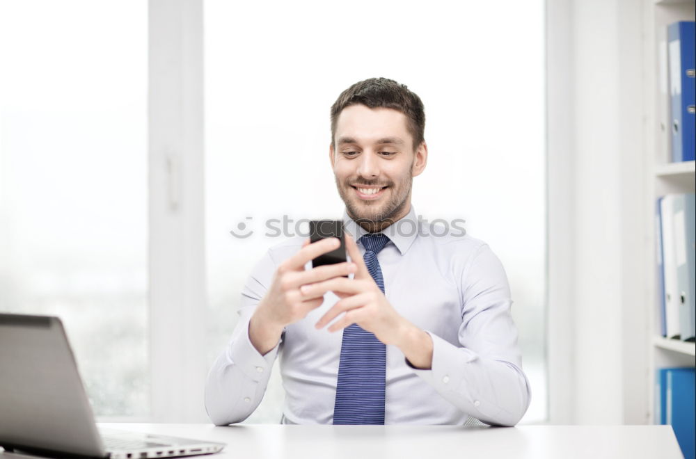 Similar – Image, Stock Photo Business man with mobile phone in his hand