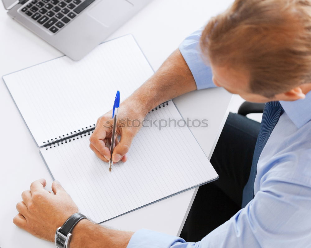 Similar – Image, Stock Photo Young architect working at home drawing plans