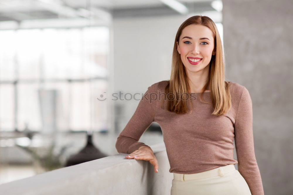 Similar – Image, Stock Photo Beautiful young caucasian woman smiling outdoors