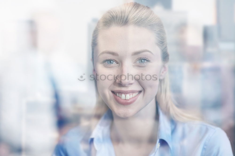 Similar – Image, Stock Photo Blonde woman at commputer in workplace smiling