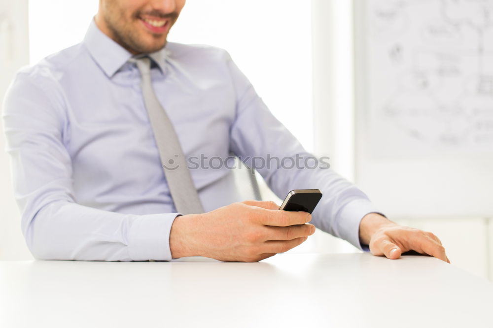 Image, Stock Photo Business man with mobile phone in his hand