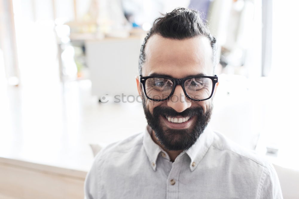 Similar – Image, Stock Photo Laughing man with closed eyes