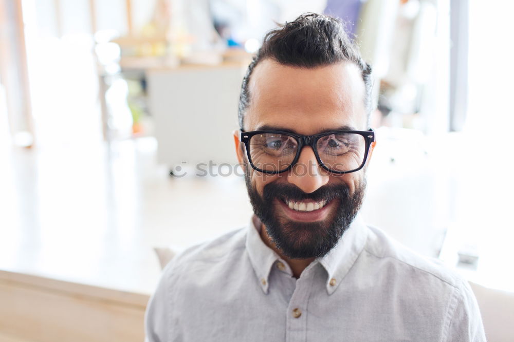 Similar – Image, Stock Photo Laughing man with closed eyes