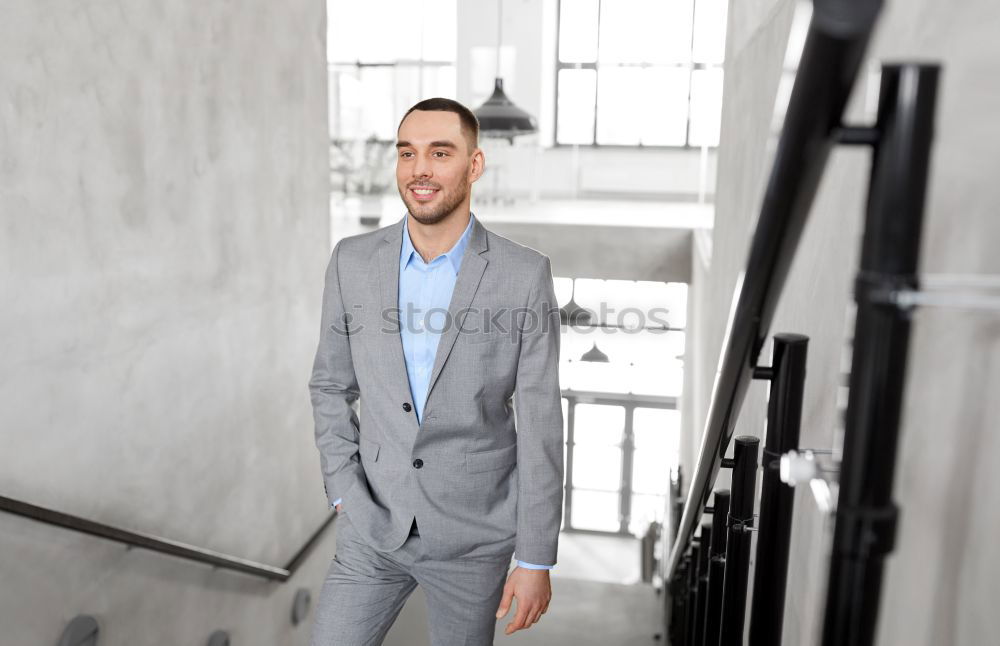 Similar – Image, Stock Photo Senior businessman walking outside of modern office building.