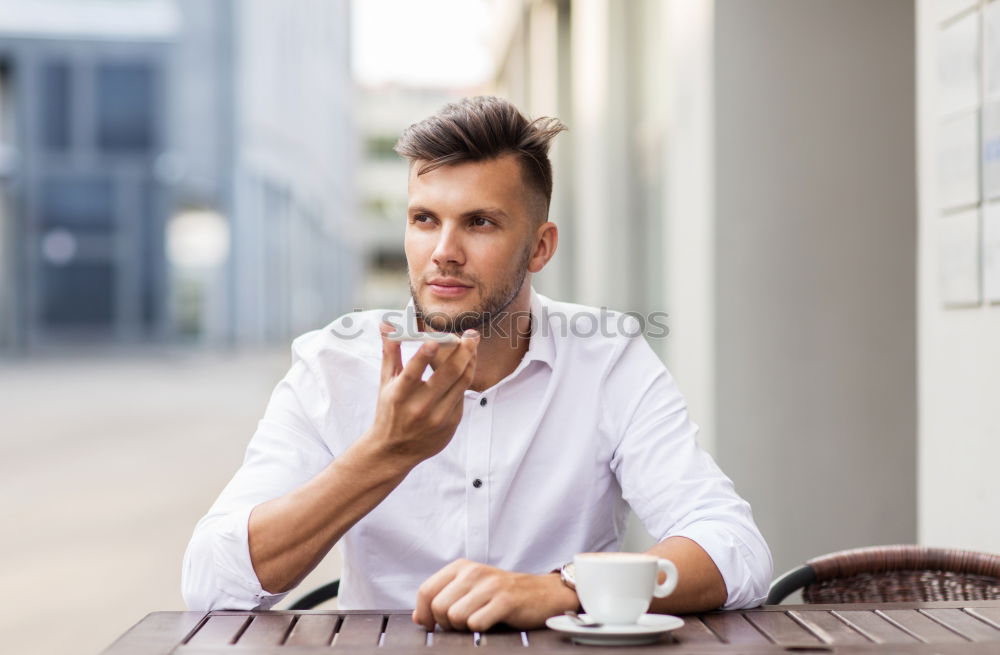 Similar – Bearded man in sunglasses looking at the window