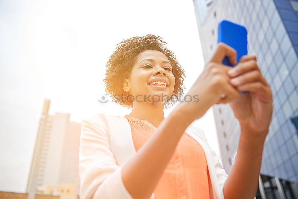 Similar – Image, Stock Photo American man using mobile in the street.