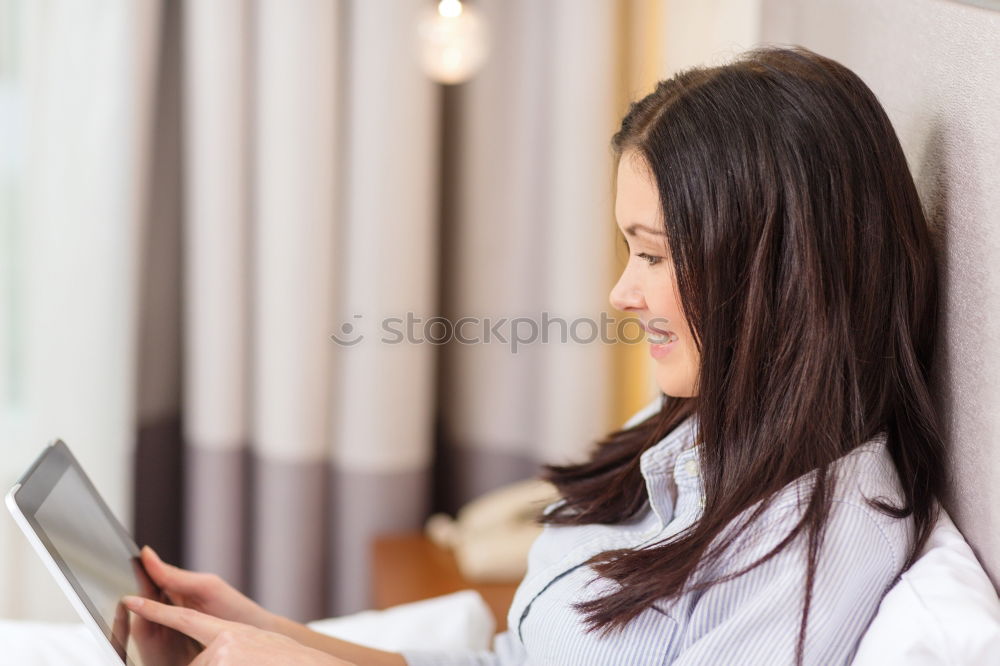 Similar – Image, Stock Photo Caregiver checking blood pressure to a senior woman