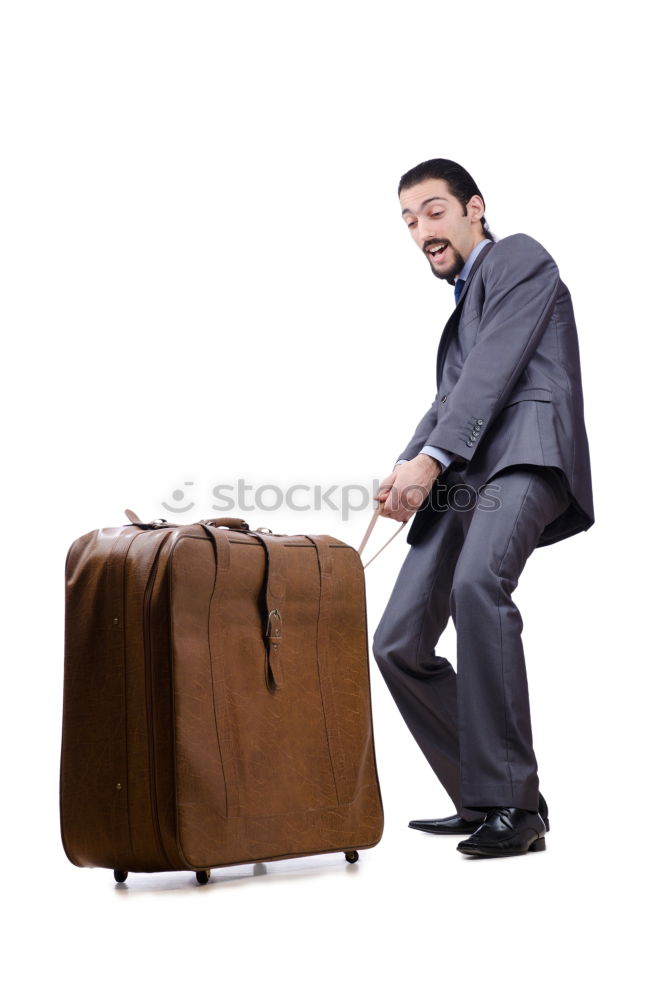 Similar – Boy with suitcase on the road