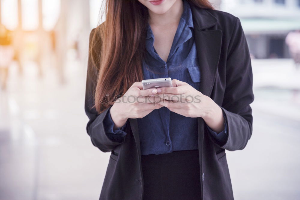 Similar – Stylish Woman Taking Selfie at the City Street