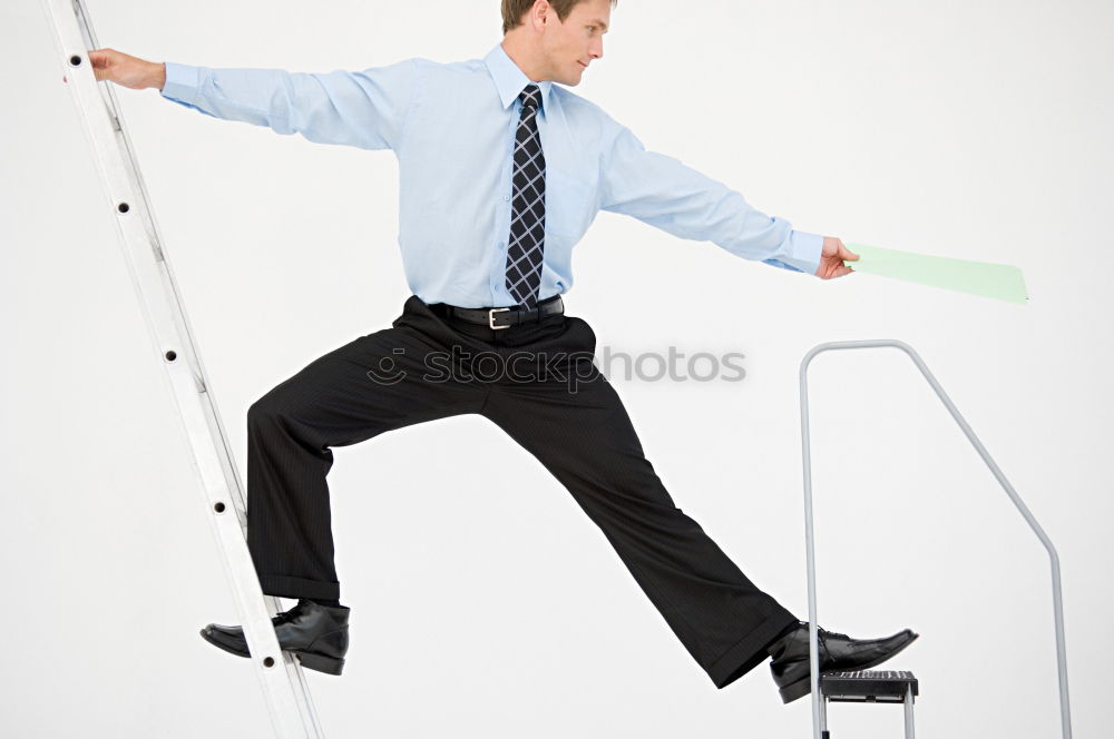 Similar – Image, Stock Photo Woman balancing on ladder