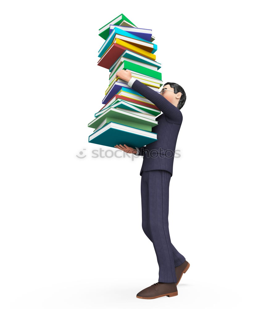 Similar – Man in book pile reading a book