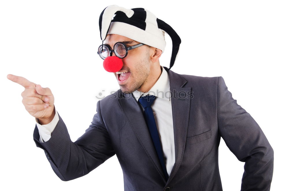 Similar – Man with FFP2 mask and red clown nose