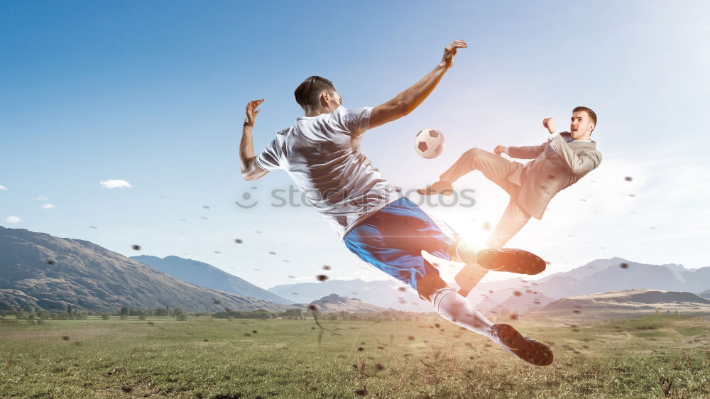 Similar – Image, Stock Photo Father and son playing on the road at the day time. People having fun outdoors. Concept of friendly family.