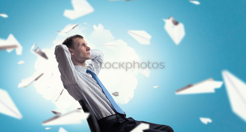 Similar – Image, Stock Photo Flying paper Joy Happy